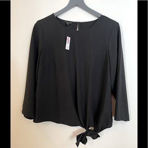 NWT Talbots M Tie Black Blouse